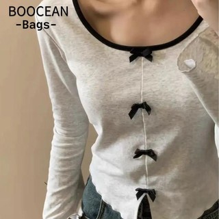 Áo crop Top nơ, Áo thun dài tay Modal Cotton Slim Fit, Áo nữ cổ tròn màu trơn