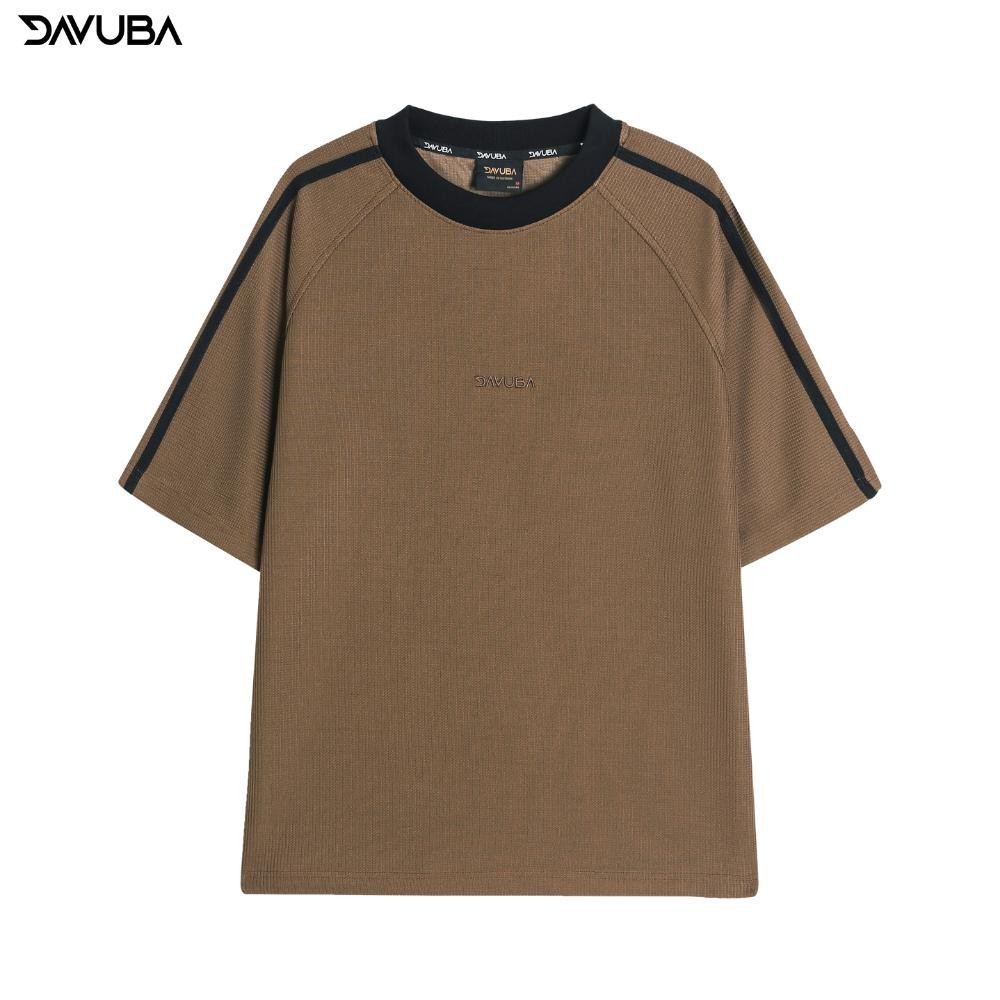 Áo thun kẻ sọc Waffle DAVUBA nam nữ cổ tròn tay ngắn SM068 | BigBuy360 - bigbuy360.vn