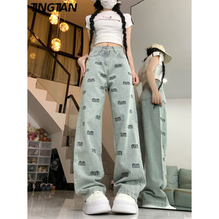 TINGTIAN quần ống rộng quần nữ jean Thời trang Xu hướng Korean Fashion WNK2440ABA 15Z240408