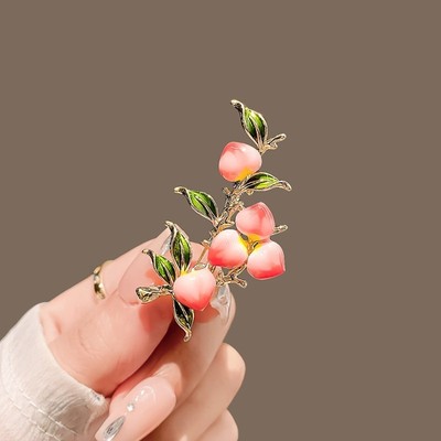 Chất Lượng Cao Thời Trang Quyến Rũ Men Trái Cây Đào Thổ Cẩm Tinh Tế Đào Cao Cấp Nhựa Trái Cây Hợp Kim Pin PD2019