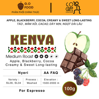 Specialty Coffee, Cà phê rang Espresso Kenya Nyeri AA FAQ Washed - G.O Cafe Roastery