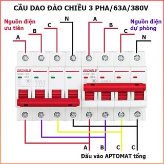 Át đảo chiều 3 pha 63a/380v gechele - hks