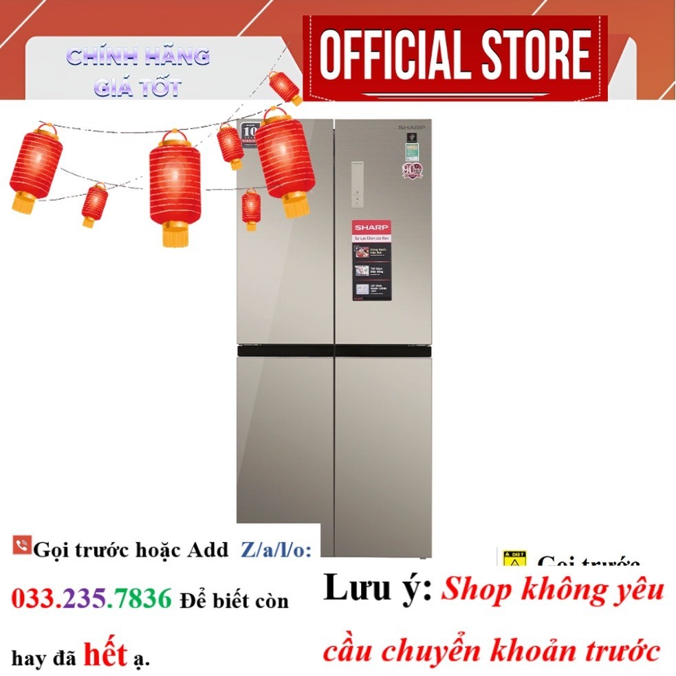 |New| Tủ Lạnh Sharp Inverter 401 Lít SJ-FXP480VG-CH