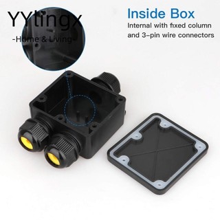 YYlingx Hộp nối điện Đầu nối dây ngoài trời 3 chiều IP68 Tee 1 trong 2 ra có thiết bị đầu cuối