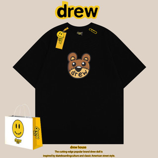 Áo thun ngắn tay Drew Smiley Nhà hoạt hình mùa hè Justin Bieber Người đàn ông dáng rộng nửa tay đôi