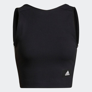 adidas Phong cách sống Áo Tank Top Lửng Thun Gân adidas Sportswear Nữ Đen H24179