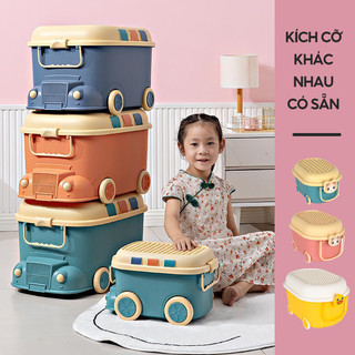 Thùng đựng đồ đa năng có bánh xe, đựng đồ chơi hình ô tô có thể chơi,thùng đồ chơi hình con vịt có bánh xe