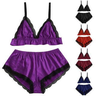 Bộ đồ ngủ bằng lụa Satin dành cho nữ Quần short hàng đầu Váy ngủ Đồ lót gợi cảm Bộ đồ ngủ