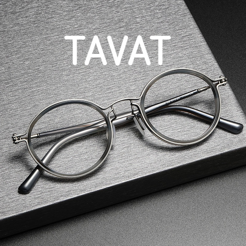 Kính Totu Tavat - Khung Titan Nguyên Chất, Thiết Kế Tròn Lớn Phong Cách Handmade Ý