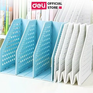 Giá Kệ Đựng Tài Liệu Deli 4 Ngăn, Kệ Hồ Sơ Văn Phòng, Giá Sách Vở Tiện Lợi Màu Pastel Dễ Thương Có Thể Thu Gọn