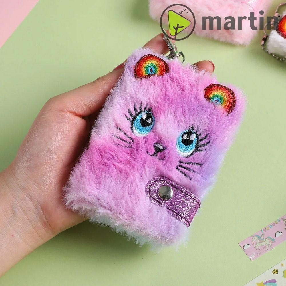 Martin1 Sách Phác Thảo Nhỏ, Sổ Tay Mini Sang Trọng Kawaii, Túi Đi Học Mặt Dây Chuyền Mèo Mặt Trống Bên Trong Giấy Móc Khóa Nhỏ Notepad Văn Phòng Phẩm Quà Tặng