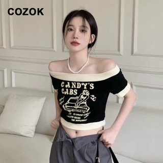 Áo thun ngắn tay gợi cảm lệch vai nữ
