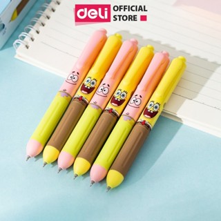 Bút Béo SpongeBob Chính Hãng Deli Mực Gel Ngòi 0.5mm Màu Xanh Đen Thiết Kế Cute Dễ Thương - EG92 