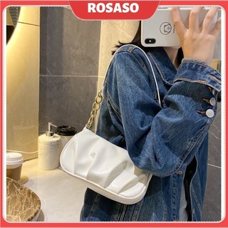 Túi xách nữ kẹp nách đeo chéo đẹp may nhúm dây phối xích ROSASO TX85