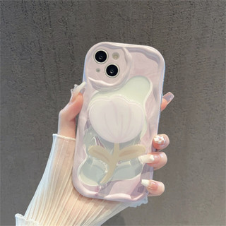 Ốp điện thoại giá đỡ hoa Tulip nổi tiếng trên Internet Thích hợp cho IPhone 11 1213 Pro MAX X XR XS MAX Apple 7 Plus 8 Plus IPhone 14 15 Pro Chống rơi được cá nhân hóa cho nam và nữ
