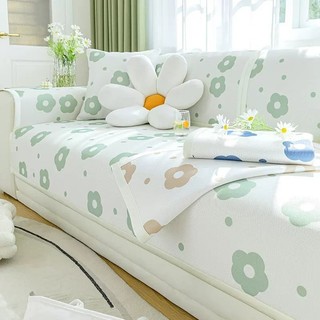 Ice silk sofa đệm mùa hè chống trơn trượt đơn giản hiện đại mát thảm nhỏ hoa tươi mùa hè mát thảm phòng khách sofa bao khăn
