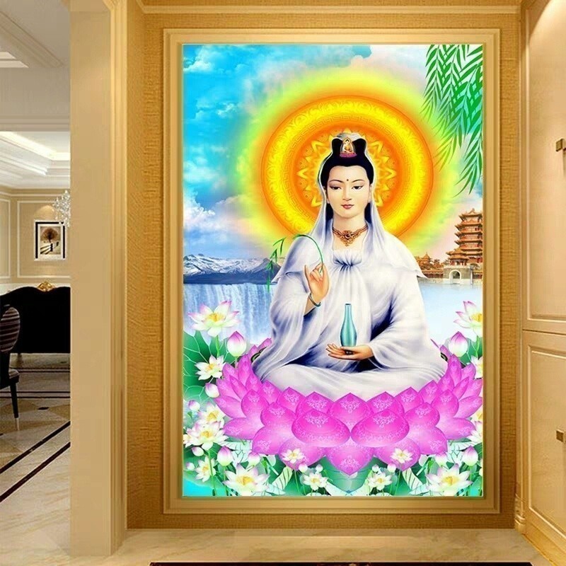 Yoyo D5 Trang trí mới tại nhà Tranh kim cương Tượng Phật Bồ Tát Quan Âm có thể tùy chỉnhZJ48