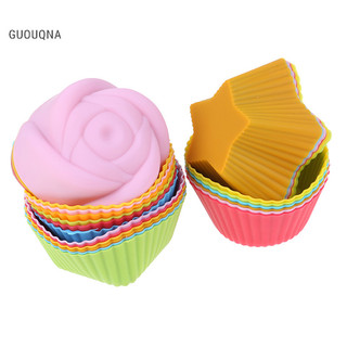 Guouqna 6 Chiếc Bánh Silicon Cupcake Cốc Bánh Dụng Cụ Máy Nướng Nướng Khuôn Silicon Cupcake BASL