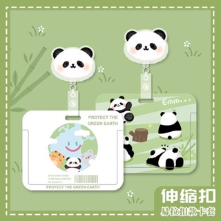 Sáng Tạo Panda Phiên Bản Ngang Bác Sĩ Y Tá Làm Việc Thẻ Xe Buýt Bữa Ăn Thẻ ID Có Thể Thu Vào Dễ Dàng Kéo Dây Đeo Dây Buộc