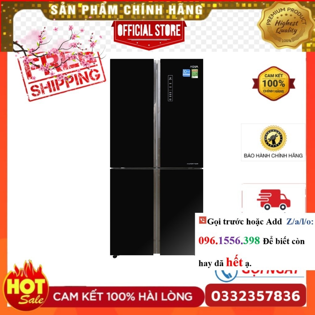 <Sale> Tủ lạnh Aqua 4 cửa Side by side AQR-IG525AM(GB) 456 lít - Mới 100%