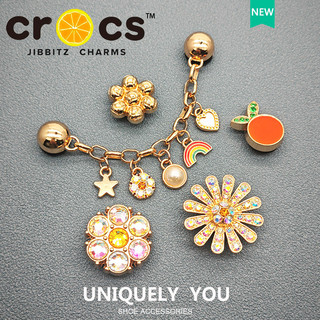 Jibbitz crocs charm Giày Phụ Kiện Kim Loại Cầu Vồng Dây Xích Cánh Hoa Hợp Kim Đá Quý Trang Trí Khóa