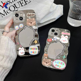 Ốp lưng Infinix Hot 30i 20S 10S 30 40 20 40i 8 9 11 12 20 20i 10 PRO Play Note 12 30 PRO 12 Turbo G96 30 VIP 5G Gấu Thỏ Dễ Thương Viền Sóng 3D Trang Điểm Gương Cặp Đôi