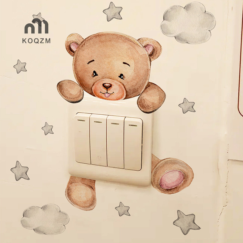 [Koqzm] Nhãn dán chuyển đổi hình ngôi sao gấu hoạt hình dễ thương cho phòng trẻ em Trang trí phòng ngủ Bức tranh tường tự dính Trang trí nội thất Đề can công tắc giấy dán tường [mới]