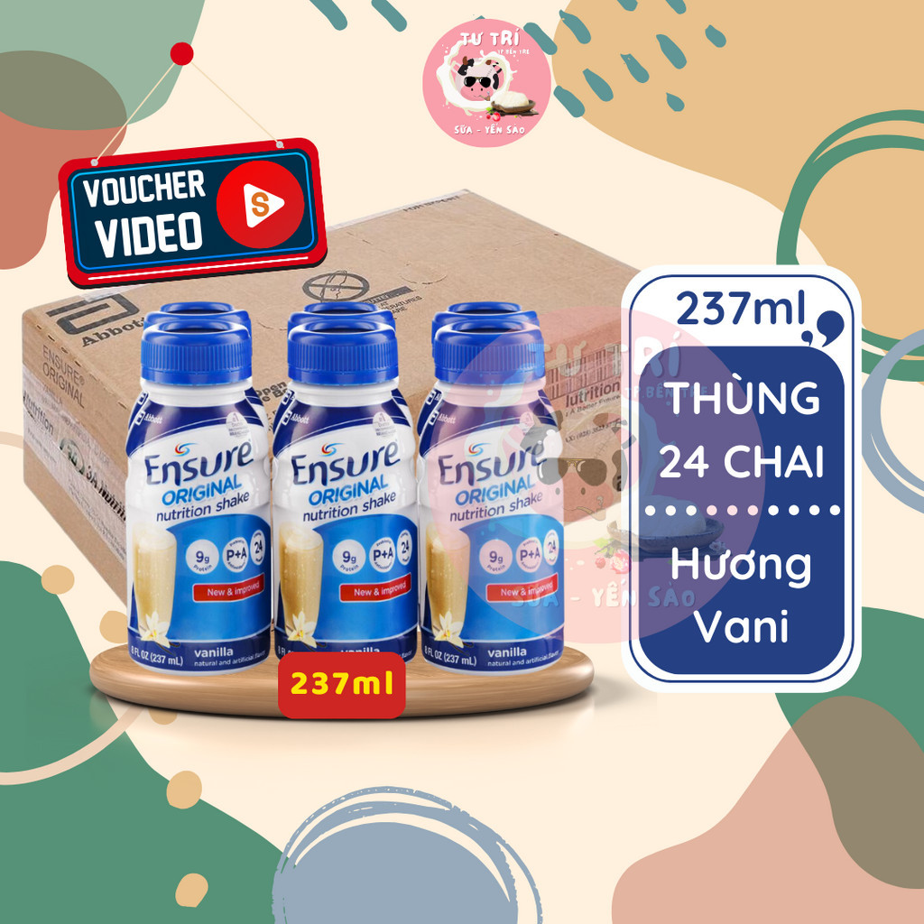 Sữa Ensure nước Abbott chai 237ml thùng 24 Chai.