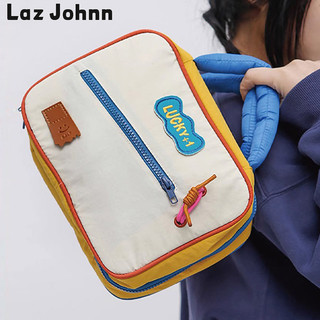 Laz Johnn Girls du lịch di động dễ thương màu sắc tương phản túi trang điểm dung tích lớn mới thực tế vệ sinh cá nhân lưu trữ mỹ phẩm túi