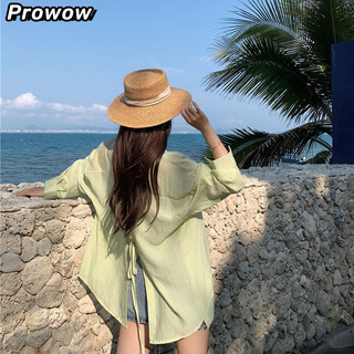 Prowow Áo Sơ Mi áo sơ mi nữ áo kiểu hàn quốc dramatic rực rỡ độc đáo thông thường WCS2430OX5 13Z240325