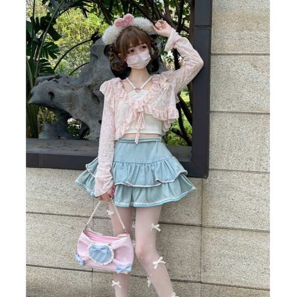 Gothic lolita Mỏng Áo Khoác Nữ Mùa Hè Ngắn Sling Bên Ngoài Chống Nắng Cardigan Nhỏ Áo Khoác Top Áo