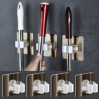 4 móc đa năng giá đỡ cây lau nhà treo tường cây lau nhà tổ chức chổi móc treo phòng tắm chống thấm nước móc treo tường tự dính