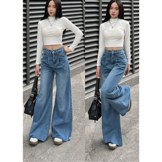 Quần jean ông rộng cắt gấu Spring QuanjeancatgauQ9520/P13K11