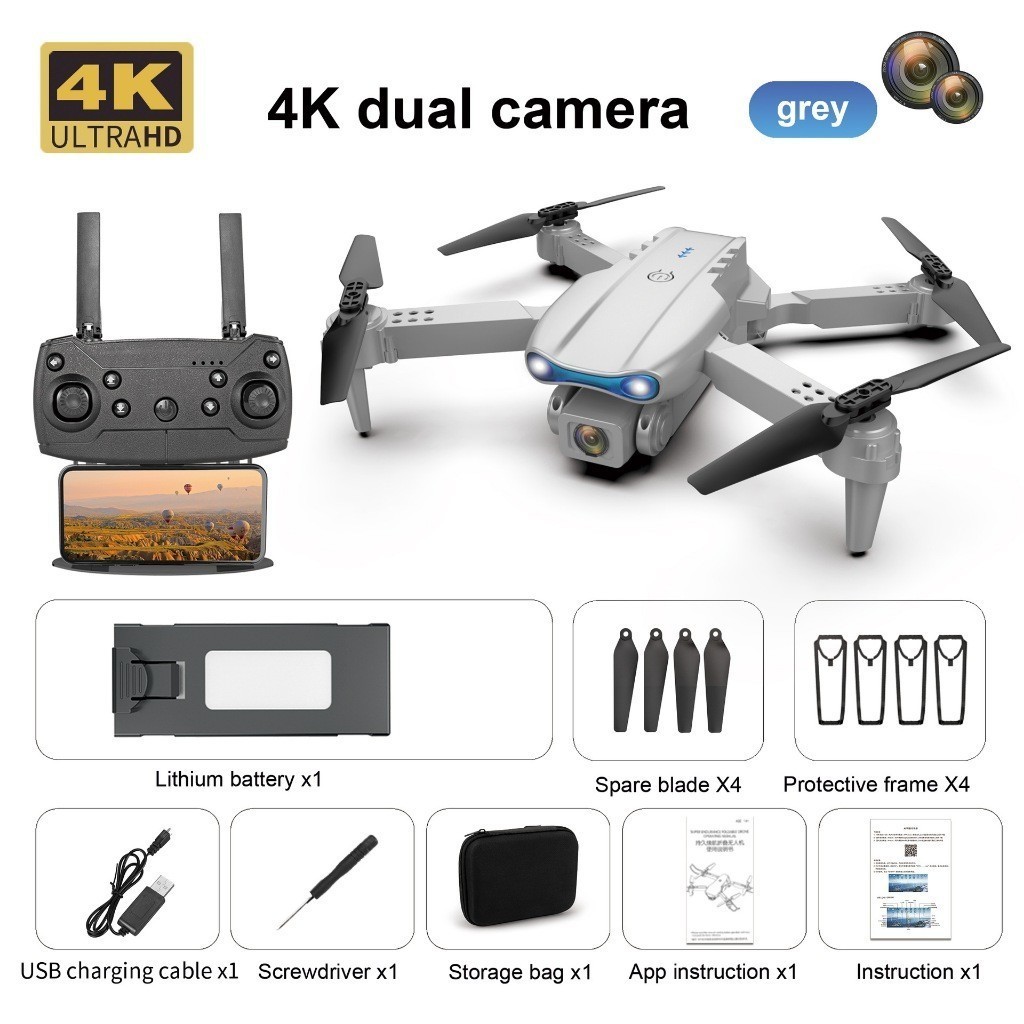 E99Pro drone 4K HD camera kép HD 1080p, hỗ trợ WiFi, drone 200m có thể tự do chuyển đổi góc nhìn | BigBuy360 - bigbuy360.vn