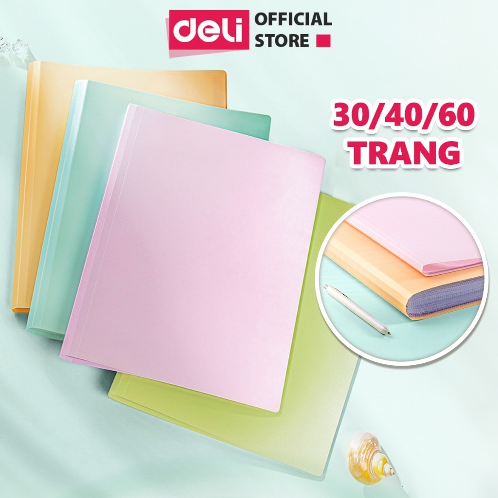 File lá file đựng tài liệu A4 30/40/60 lá Deli - Tệp đựng tài liệu Bìa file lưu trữ nhiều ngăn có thể mở rộng gáy