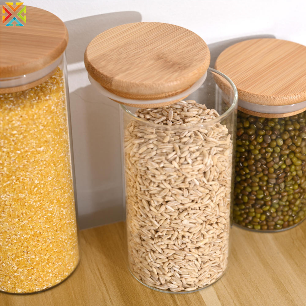 Lọ Thủy Tinh Có Nắp Tre Kín Hộp Bảo Quản Thực Phẩm Chai Chứa Đồ Cho Trà Rời Cà Phê Đậu Phụ Kiện Nhà Bếp