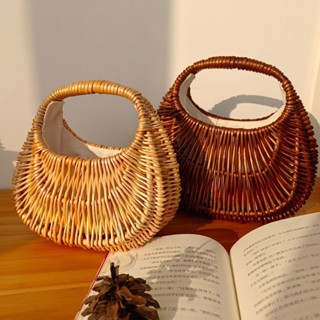 2025 Phong Cách Mới Nhật Bản Túi Mây Di Động Túi Rơm Nữ Giỏ Rau Retro Túi Dệt Nhật Bản Túi Nữ