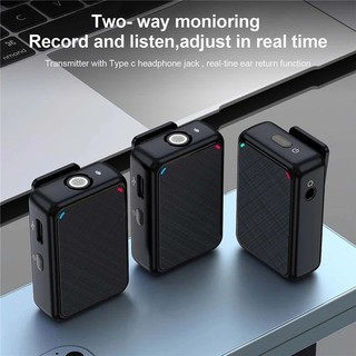 Micro ghi âm Lavalier không dây Hệ thống Mic ve áo kênh kép với 98ft cho điện thoại thông minh Máy ảnh DSLR DV Vlog Live