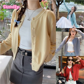 Áo khoác cardigan dệt kim mới Áo len cổ tròn nữ thời trang thu đônglen nữáo khoác cardigankhoác len