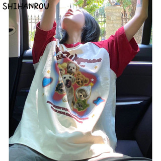 SHIHANROU áo phông áo thun nữ oversize Hàn Phong Đơn giản Cute Popular WTX2410MZS 4Z240124
