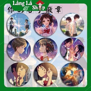 Huy hiệu in hình nhân vật Your Name (Kimi no Na wa) - bằng nhựa, có khuy cài ở mặt sau