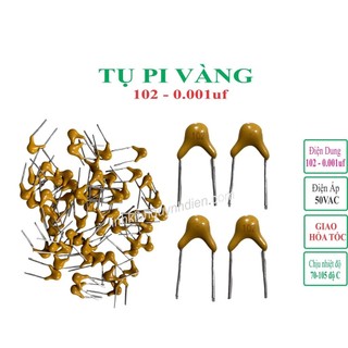 Tụ pi vàng 102 - 0.001uf - 50v combo 20 tụ - linh kiện điện tử quỳnh diễn