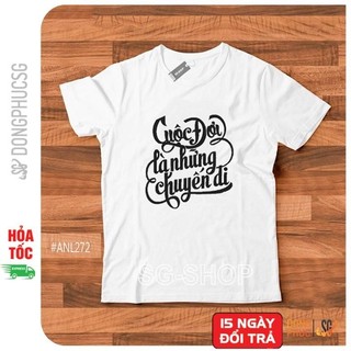 Áo thun nhóm lớp mẫu Cuộc đời là những chuyến đi độc đáo màu trắng chất thun cotton mềm mịn  ANL272