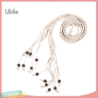Lk vintage tự buộc handmade bện hạt gỗ nữ thắt lưng dây thắt lưng dây thắt lưng