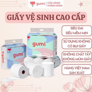 Giấy vệ sinh cuộn GUMI chính hãng cao cấp bịch 6 cuộn giấy 4 lớp dày dặn, mềm mịn, giấy vệ sinh có lõi