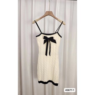 K Dệt Kim Plus Size Nữ Ngọt Ngào Thiết Kế Cay Nơ Xoắn Dệt Kim Sling Dress I Happy Horse Fleece CD3