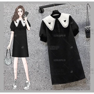 Đầm dáng suông Bigsize Váy nữ tay ngắn cổ bèo mùa hè Phong cách Hàn Quốc Thời Trang tiểu thư sang chảnh cá tính xinh đẹp quảng châu cao cấp