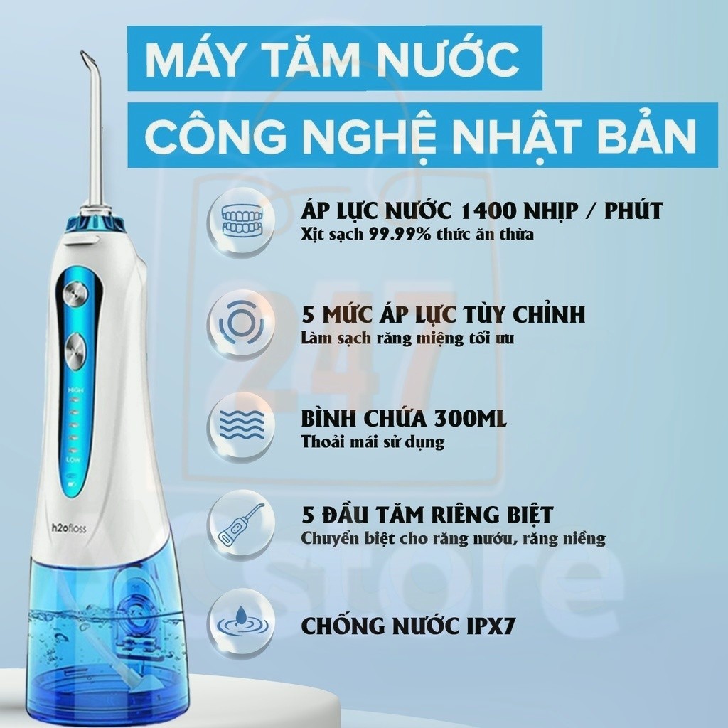 Máy tăm nước H2OFloss HF-6 ,HF-9P  ,HF-10MINI  Lỗi 1 đổi 1, Bảo hành đổi mới , có túi đựng .acstore