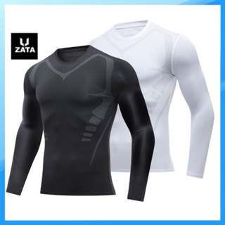 Áo giữ nhiệt procombat dài tay, áo tập gym nam dài tay phối họa tiết ZATA-8823