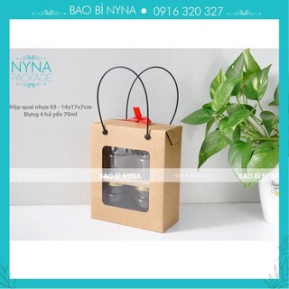 Combo 20 - hộp quai nhựa 03 - 14x17x7cm - có khay đựng 4 hủ yến 70ml